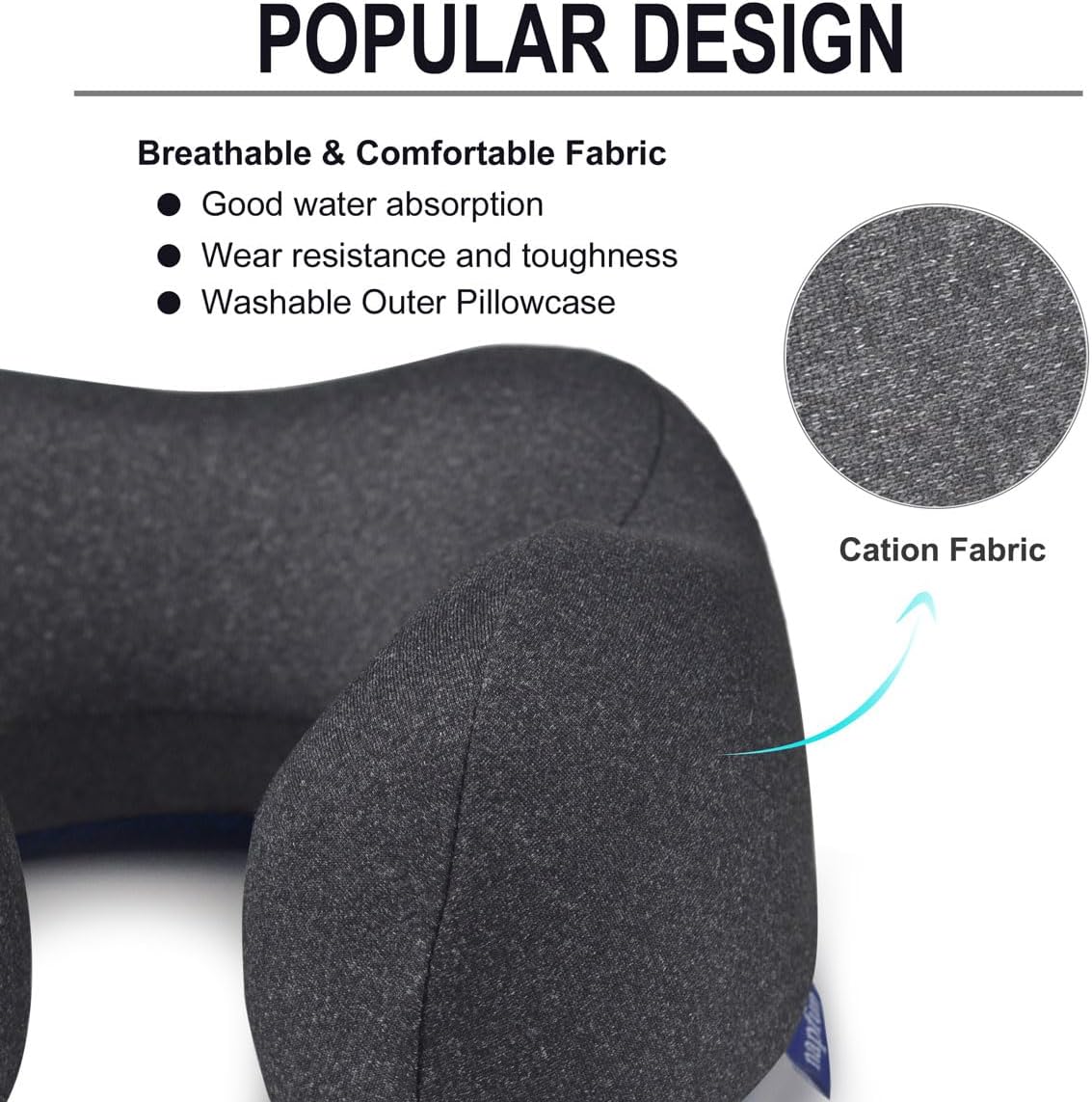 napfun Neck Pillow for Traveling, Upgraded Travel Neck Pillow for Airplane 100% Pure Memory Foam Travel Pillow for Flight Headrest Sleep, Portable Plane Accessories, Striped Black