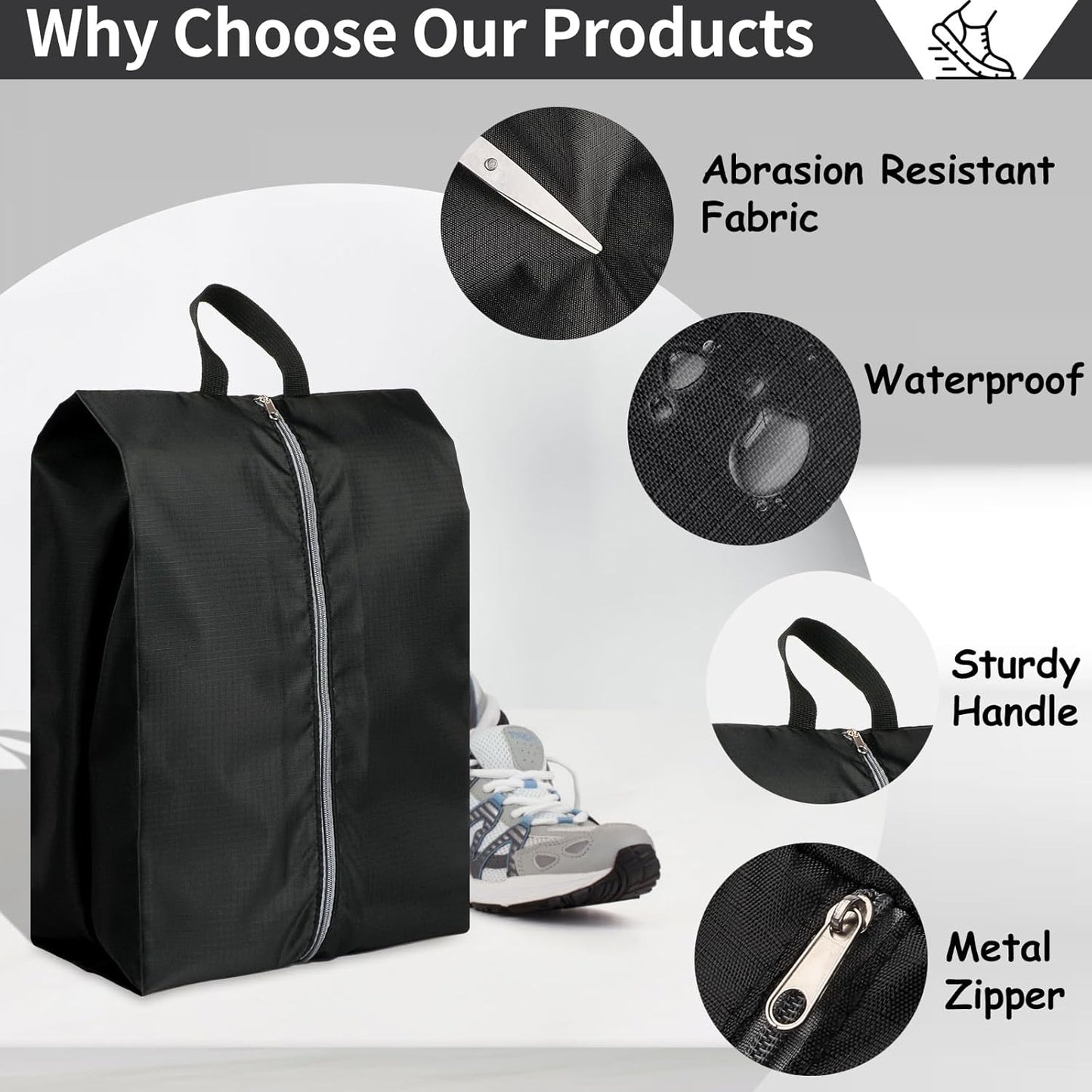 Shoe Bags for Travel, Set of 4 Pack Travel Shoe Bags for Packing, Large Waterproof Portable Travel Shoe Bag with Zipper Travel Essentials Women for and Men