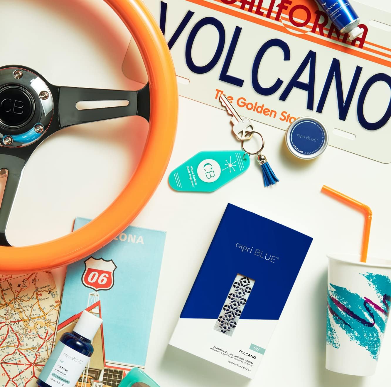 Capri Blue Fragranced Car Diffuser with Refills - Volcano Car Freshener - Fragrance Diffuser for Car