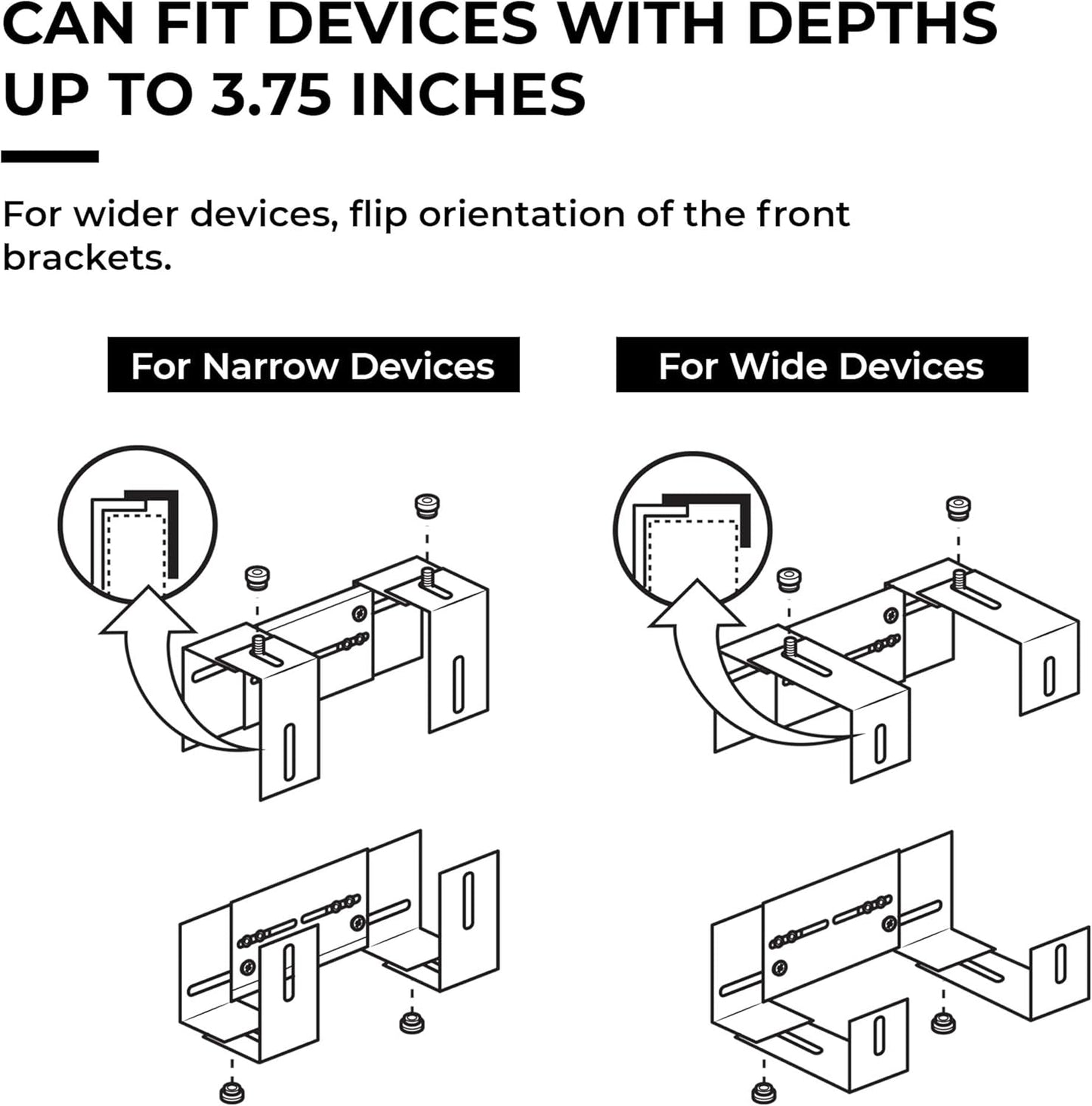 HumanCentric Cable Box Mount and Modem Mount, Adjustable Wall Mount for Small and Wide Devices Like Cable Boxes, Modems, DVD Players, Streaming Media Devices, Mount on The Wall Behind TV