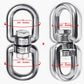 2 1 Heavy Duty 304 Stainless Steel Swivel Ring Double Ended Swivel Eye Hook with SUS304 Snap Hooks for Web Tree Swing, Swing Spinner Hanger, Reliable and Safe (M8)