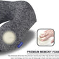 napfun Neck Pillow for Traveling, Upgraded Travel Neck Pillow for Airplane 100% Pure Memory Foam Travel Pillow for Flight Headrest Sleep, Portable Plane Accessories, Striped Black