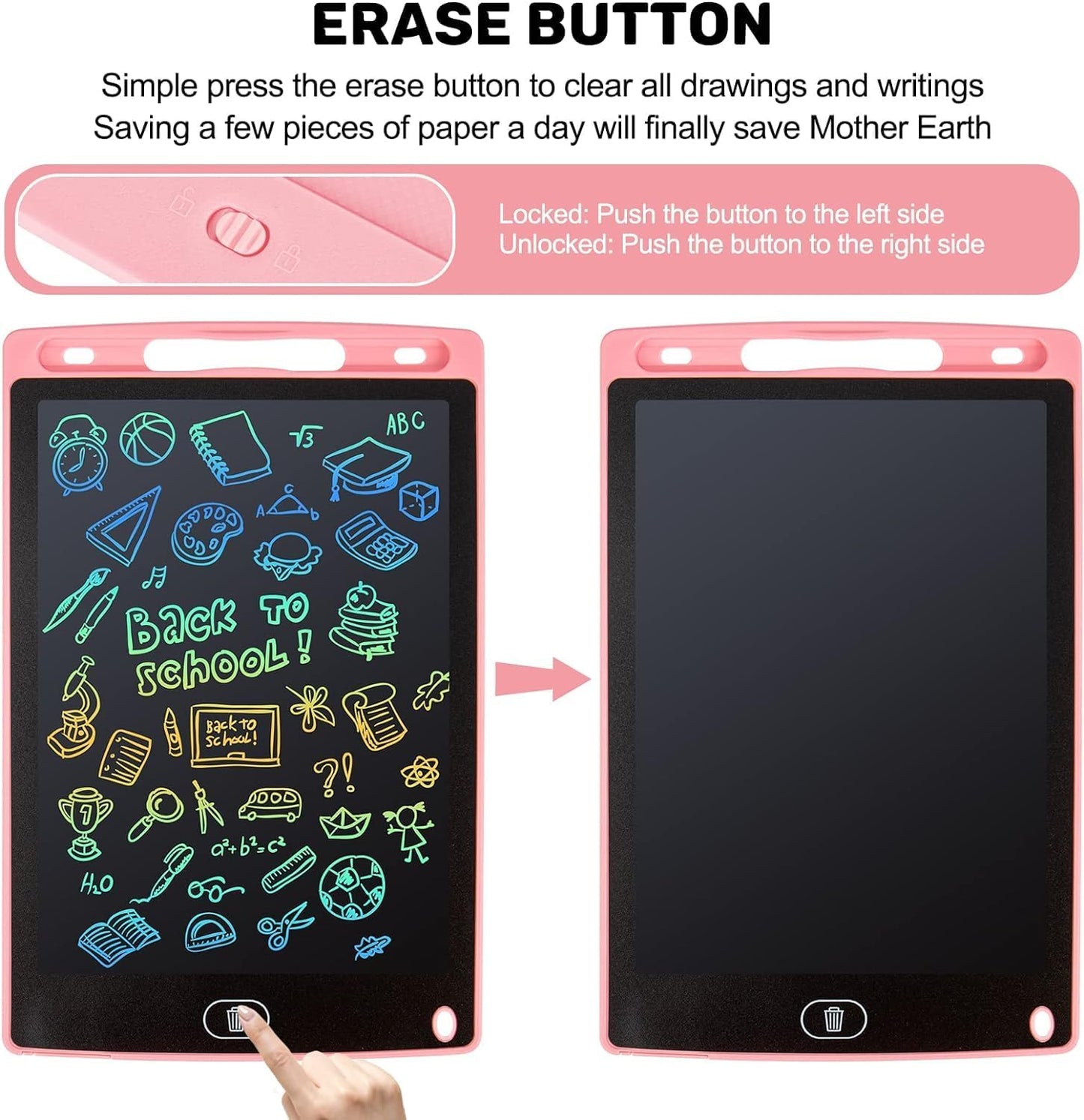 LCD Writing Tablet, 2 Packs Drawing Pads for Kids 3 4 5 6 Years Old 8.5 Inch Colorful Lines Doodle Scribble Boards Educational Toys for Boys Girls Road Trip EssentialsTravel Game Toys,Pink Blue