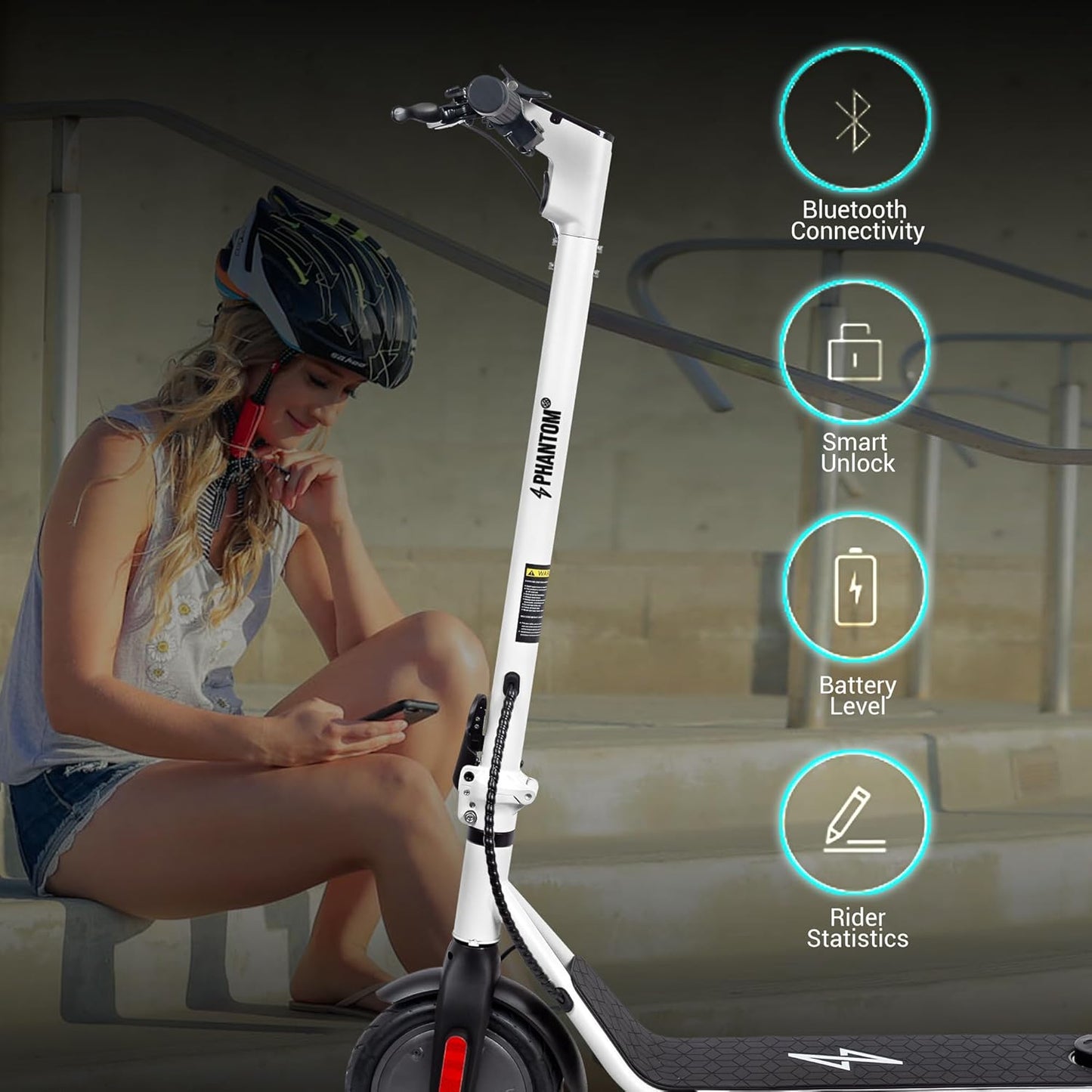 Phantomgogo Electric Scooter for Adults Scooter Foldable E-Scooter with Powerful Motor 15.5 Mph, Intelligent Light, Eco-Friendly, Perfect for Adult Commuters