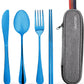 Travel Utensils with Case, Quatish Portable Silverware Set for Work, Stainless Steel Reusable Travel Cutlery Set, Fork and Spoon Set for Camping, Picnic, Gadgets, Lunch Box for Men, Black