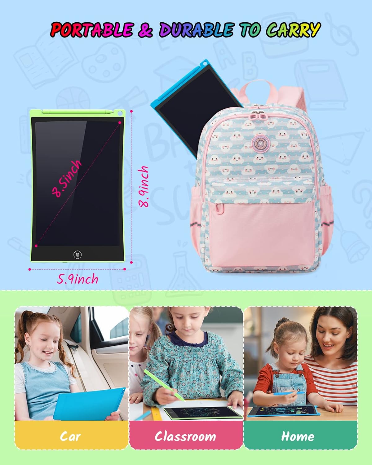 TECJOE 2 Pack LCD Writing Tablet, 8.5 Inch Colorful Doodle Board Drawing Tablet for Kids, Kids Travel Games Activity Learning Toys Birthday Gifts for 3 4 5 6 Year Old Boys and Girls Toddlers