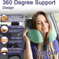napfun Neck Pillow for Traveling, Upgraded Travel Neck Pillow for Airplane 100% Pure Memory Foam Travel Pillow for Flight Headrest Sleep, Portable Plane Accessories, Striped Black