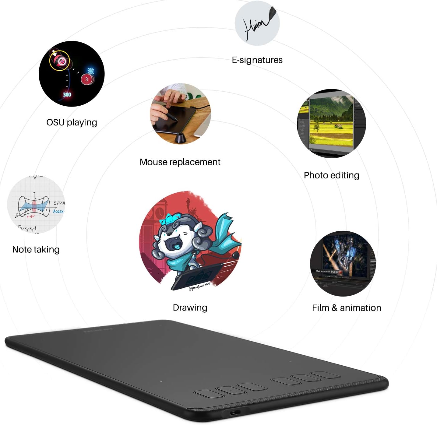 HUION Inspiroy H640P Drawing Tablet, 6x4 inch Art Tablet with Battery-Free Stylus, 8192 Pen Pressure, 6 Hot Keys, Graphics Tablet for Drawing, Writing, Design, Teaching, Work with Mac, PC &amp; Mobile