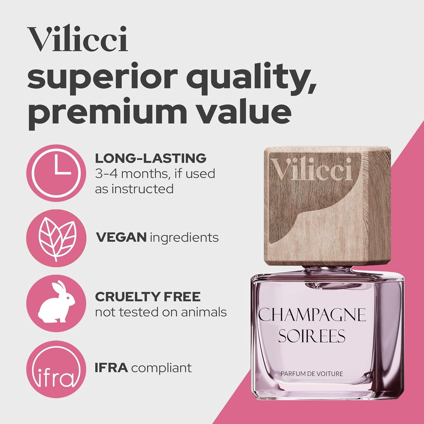 Vilicci Car Air Freshener - Tobacco Vanilla Scent - Elegant Car Fresheners, Air Freshener for Car, Premium Car Hanging Air Freshener, Long-Lasting Fragrance for Auto and Home, 1 Bottle