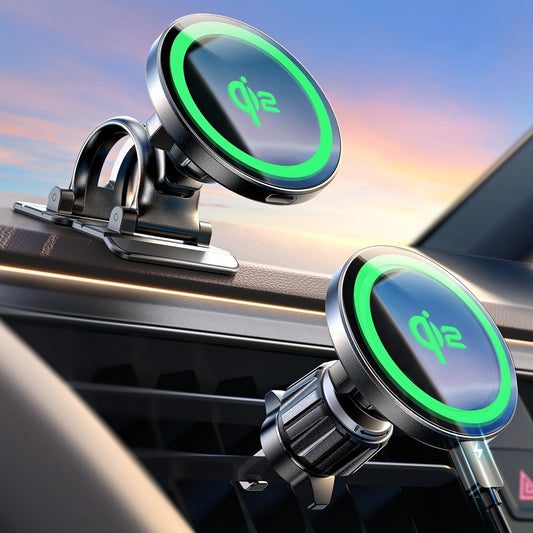 LISEN for Qi2 (2nd Generation) 15W Super Fast MagSafe Car Mount Charger,iPhone Magnetic Wireless Car Charger,MagSafe Charging Mount Wireless for All Car Fits iPhone 16 15 14 13 12 Series