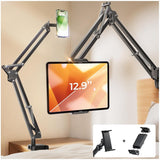 LISEN Tablet Stand Phone Holder iPad Holder for Desk Mount[Ultra Sturdy] 2 Clamps Kindle Holder for Bed Gooseneck Phone Tablet Holder Mount Phone Stand fits iPhone iPad Mini 7 Kindle 4-13&#34; Device