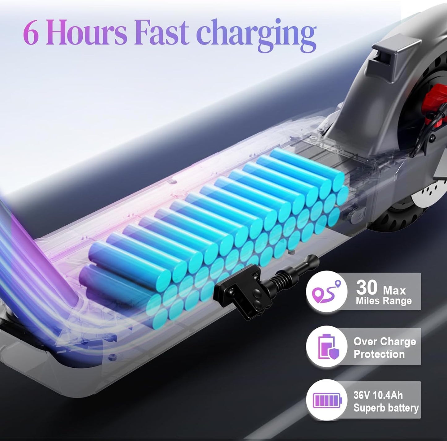 TST Electric Scooter for Adults, Up to 19 MPH and 20/30 Miles Long-Range, 500W Peak Motor Foldable E Scooter, 10&#34; Solid Rear Tire and Pneumatic Front Tire, Dual Braking System and App Control
