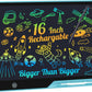 LCD Writing Tablet,16 Inch Colorful Screen Rechargeable Doodle Board Toddler Educational Toys for 3 4 5 6 Years Old Boys Girls Reusable Portable Drawing Tablet Christmas Toys Gifts for Kids (Black)