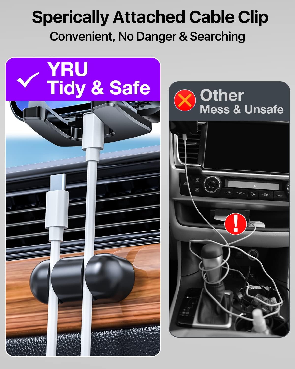 [2024 Upgrade 80LBS Strong Suction]YRU Car Phone Holder Mount,[Bumpy Road Stable]Dashboard Cell Phone Holder for Car Air Vent Windshield Phone Stand for iPhone 15 14 13 12 Pro Max Samsung Truck, Black