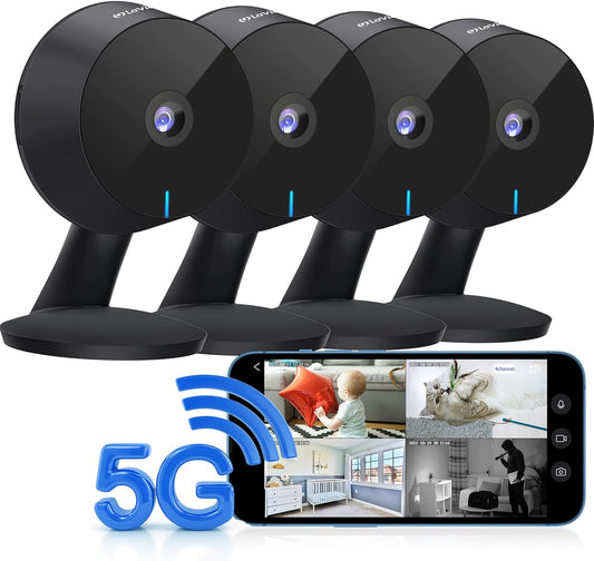 LaView Security Cameras 4pcs, Home Security Camera Indoor 1080P, Wi-Fi Cameras Wired for Pet, Motion Detection, Two-Way Audio, Night Vision, Phone App, Works with Alexa, iOS &amp; Android &amp; Web Access