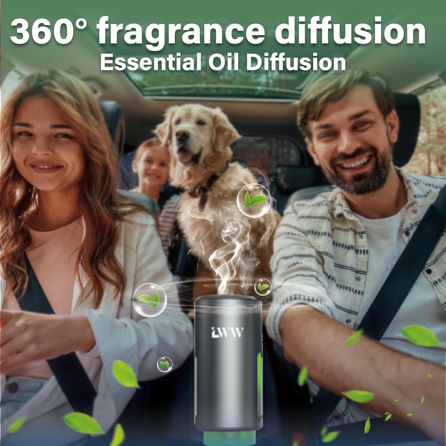 Smart Car Air Freshener, 3 Levels of Adjustable Intensity, Aroma Rechargeable Aroma Diffuser, Adjustable Aroma Diffuser, 220mAh Built-in， Fresh Intense Ocean Perfume