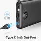 VRURC 10000mAh Power Bank Built-in Cables, Portable Charger with LED Display, Slim Travel Battery Pack with Cords, 5 Output Dual Input Phone Charger for Cell Phone Smart Devcies-Blue(1 Pack)
