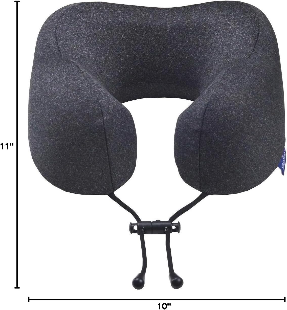 napfun Neck Pillow for Traveling, Upgraded Travel Neck Pillow for Airplane 100% Pure Memory Foam Travel Pillow for Flight Headrest Sleep, Portable Plane Accessories, Striped Black