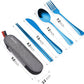 Travel Utensils with Case, Quatish Portable Silverware Set for Work, Stainless Steel Reusable Travel Cutlery Set, Fork and Spoon Set for Camping, Picnic, Gadgets, Lunch Box for Men, Black