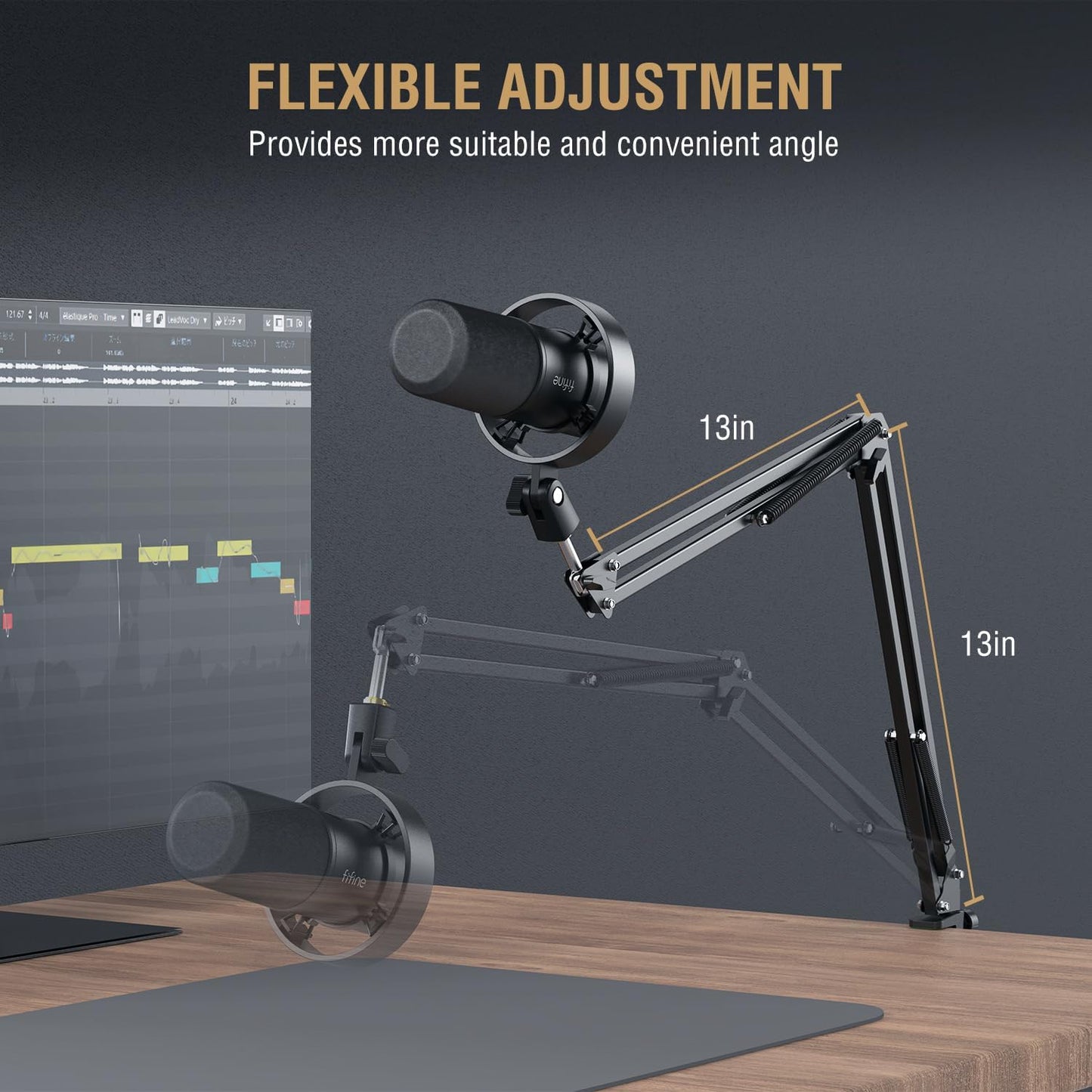 FIFINE K688 Podcast Microphone Kit, USB/XLR Dynamic Microphone with Boom Arm for PC/XLR Mixer, Gaming Mic with Mute Button, Headphone Jack for Vocal, Voice-Over, Streaming, Music Recording -K688CT