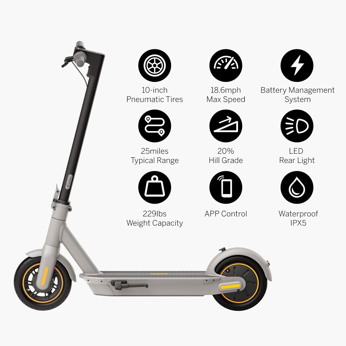 Segway Ninebot MAX Electric Kick Scooter w/Powerful Motor, Long Miles Range, 18.6 &amp; 22mph Top Speed, Dual Suspension (MAX G2 Only), Scooter for Adults UL-2271 2272 Certified