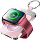 Pddosi Portable Wireless Charger Compatible for Apple Watch Series 10/9/8/UItra/7/6/5/4/3/2/SE, 1500mAh Portable iWatch Charger Travel, Magnetic Portable Watch Charger Keychain with USB C (Pink)