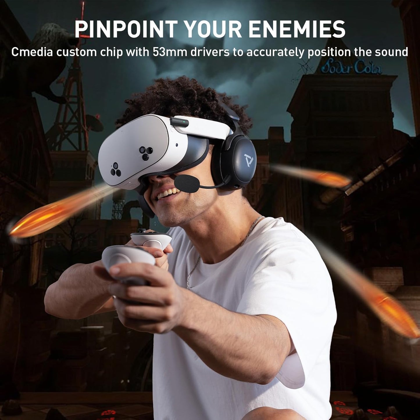 PRISMXR Wireless Gaming Headset Compatible with Quest 3S/3/2, PS5/4, PC, up to 80-hr Battery, 2.4Ghz USB Gaming Headphones with Bluetooth, 7.1 Virtual Surround Sound – Vega Q1