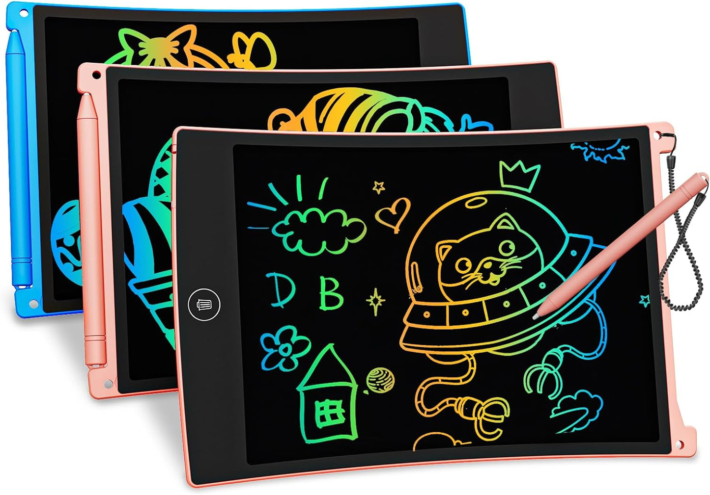 bravokids 2 Pack LCD Writing Tablet with Stylus, 8.5 inch Colorful Doodle Board Drawing Pad for Kids, Travel Games Activity Learning Toys, Birthday Gift for Age 3 4 5 6 7 8 Year Old Boys Girls