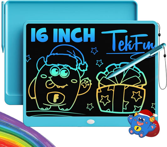 TEKFUN LCD Writing Tablet Doodle Board, 10inch Colorful Drawing Tablet Writing Pad, Kids Travel Essentials, Toddler Toys for 3 4 5 6 7 8 Year Old Girls Boys (Blue)
