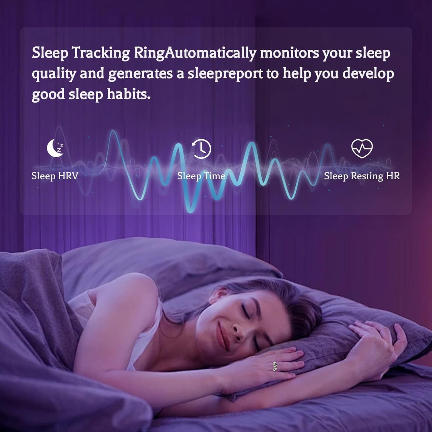 Smart Ring,Fitness Tracker Ring for Men/Women,Monitoring of Pedometer,Heart Rate,Blood Oxygen,Sleep Tracker,No App Subscription,Compatible with Android and iOS (Black,9#)