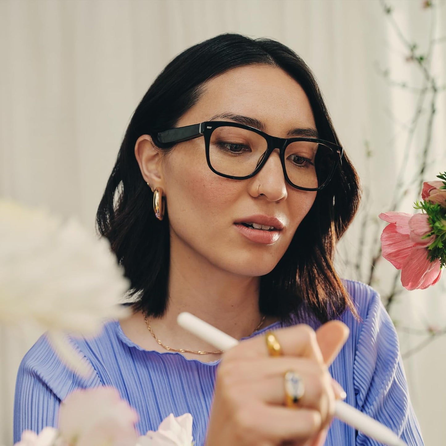 Amazon Echo Frames (3rd Gen) | Smart glasses with Alexa | Modern Rectangle frames in Charcoal Gray with blue light filtering lenses