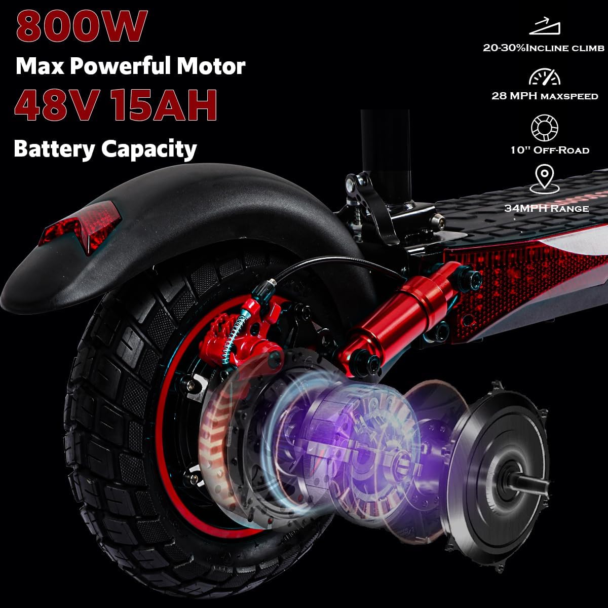Electric Scooter Adults, 15/18/21AH Big Battery, 600/800/1200W Motor, 10&#34;/11&#34; Off Road Tire, Folding E Scooter with Seat