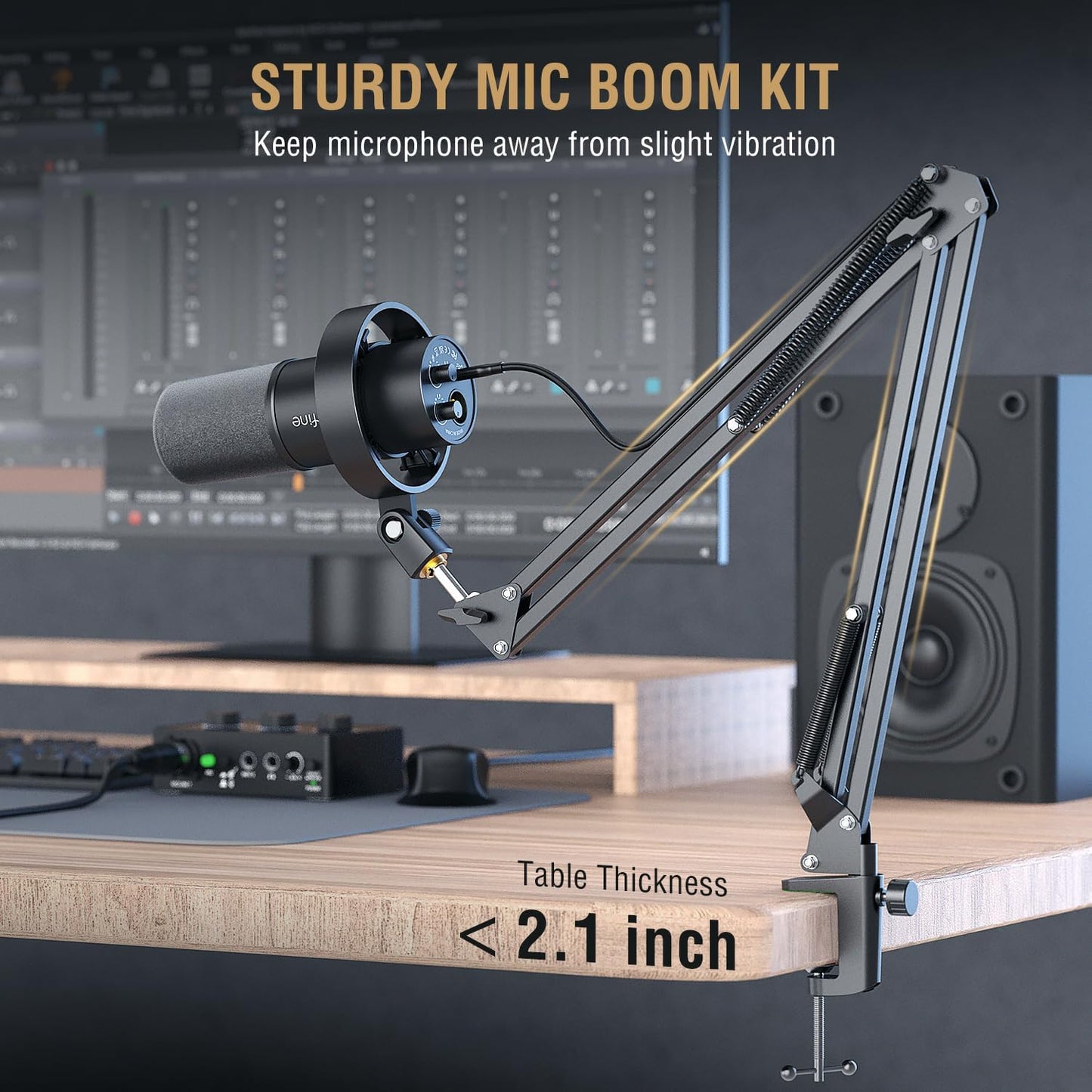 FIFINE K688 Podcast Microphone Kit, USB/XLR Dynamic Microphone with Boom Arm for PC/XLR Mixer, Gaming Mic with Mute Button, Headphone Jack for Vocal, Voice-Over, Streaming, Music Recording -K688CT