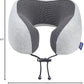napfun Neck Pillow for Traveling, Upgraded Travel Neck Pillow for Airplane 100% Pure Memory Foam Travel Pillow for Flight Headrest Sleep, Portable Plane Accessories, Striped Black