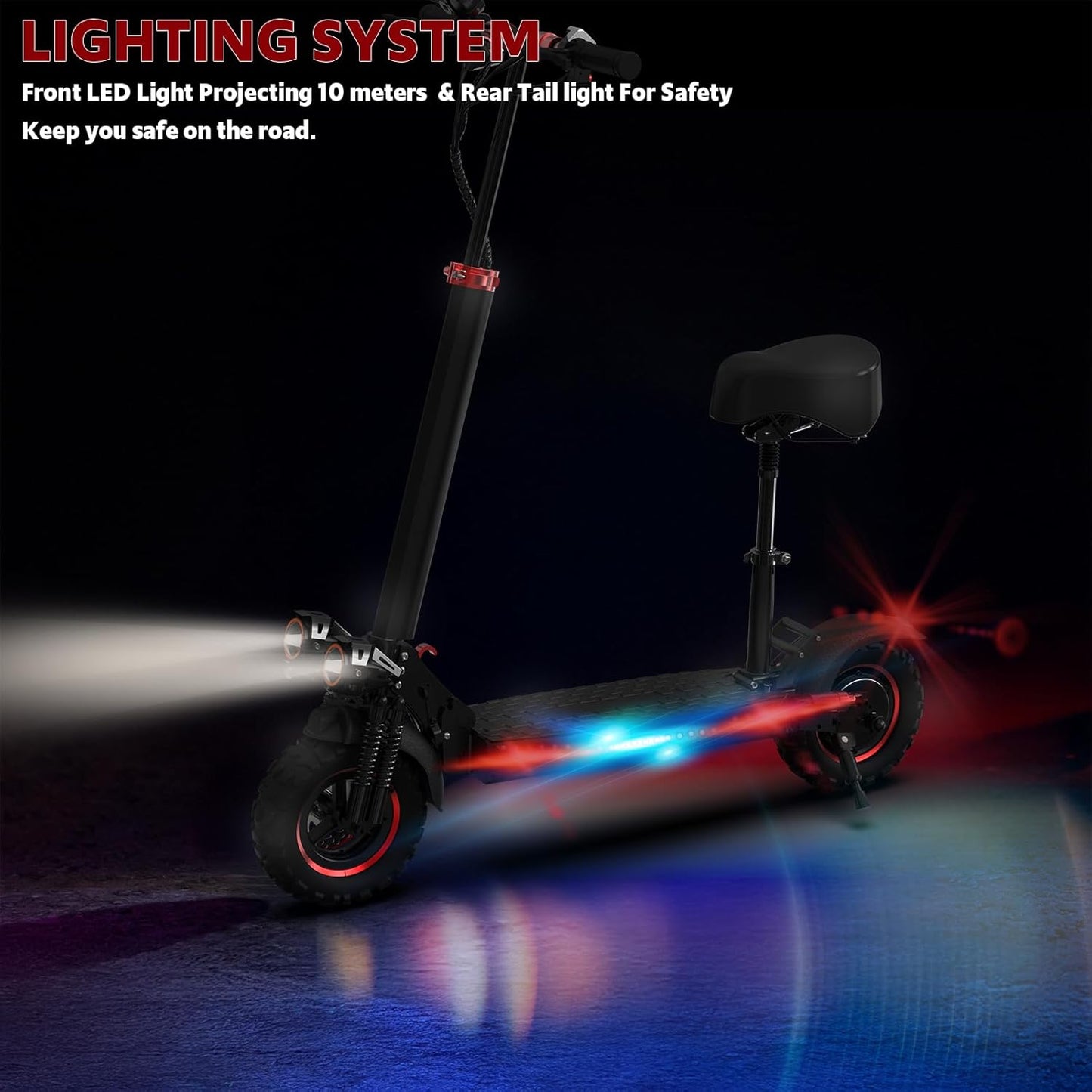 Electric Scooter Adults, 15/18/21AH Big Battery, 600/800/1200W Motor, 10&#34;/11&#34; Off Road Tire, Folding E Scooter with Seat