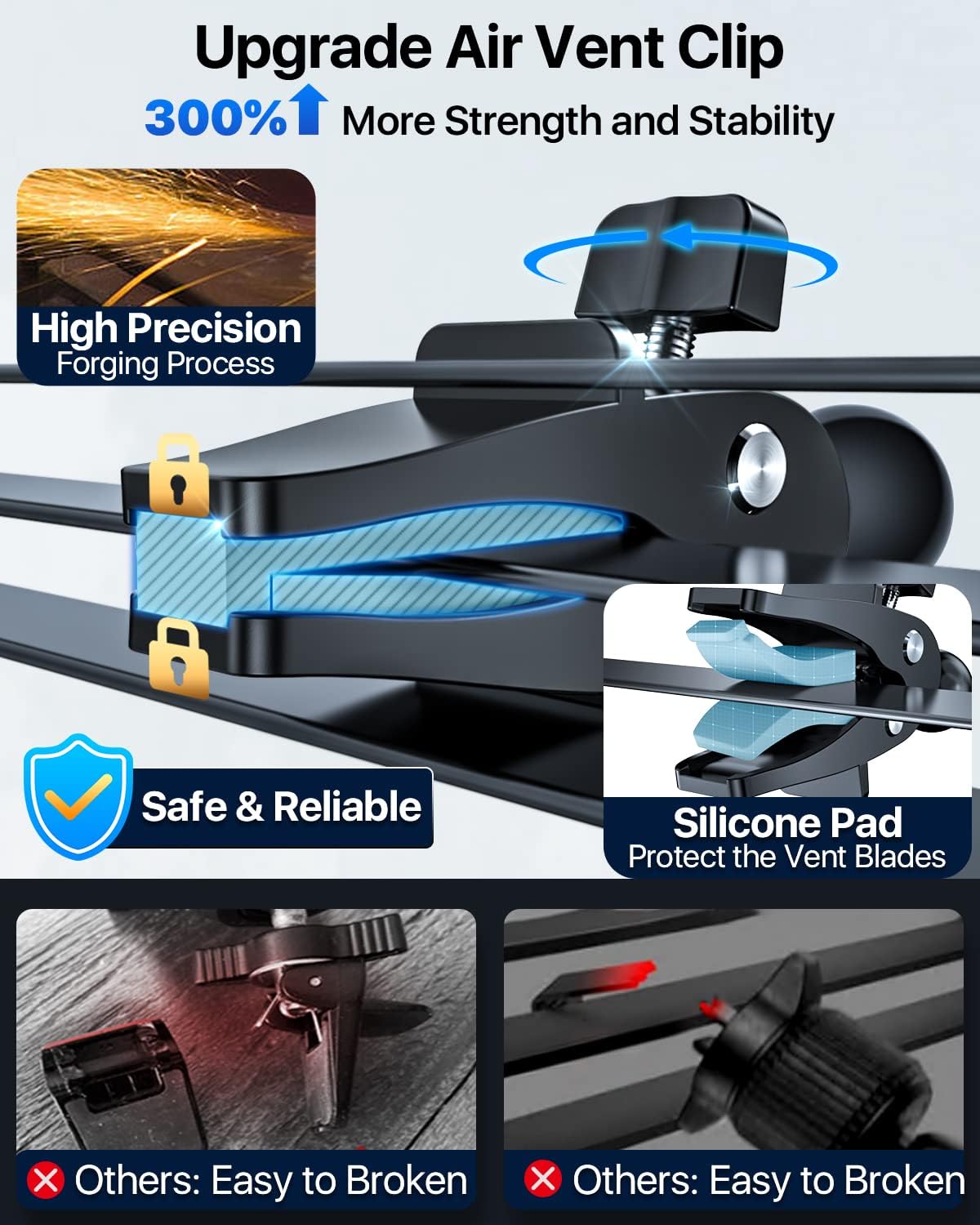 2025 Ultimate Car Phone Mount【80 LBS Strongest Suction &amp; Military-Grade】【Patent &amp; Safety Certs】 Cell Phone Holder Truck Stand for Dashboard Windshield Vent for iPhone 16 Pro Max 15 14 Samsung, Black