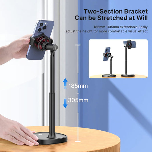 ULANZI SK-06 Cell Phone Cooler Phone Stand, Desktop Cell Phone Gaming Radiator with Cooling Device, Height Adjustable Phone Stand 2.56-3.49 inches iOS/Android Semiconductor Heatsink Cooling