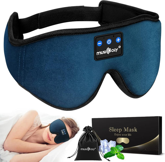 MUSICOZY Sleep Headphones, Bluetooth 5.2 Sleep Mask Headband Headphones Sleeping Eye Mask, Wireless Music Earbuds Earphones with HD Headphones Ultra-Thin Stereo Speakers for Side Sleepers Men Women