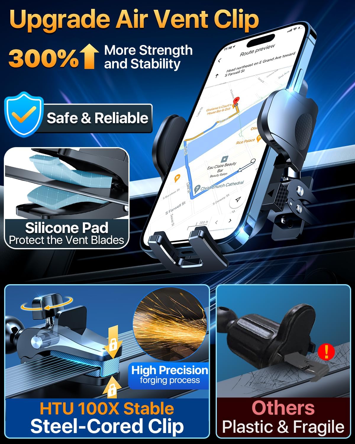2025 Ultimate Car Phone Mount【80 LBS Strongest Suction &amp; Military-Grade】【Patent &amp; Safety Certs】 Cell Phone Holder Truck Stand for Dashboard Windshield Vent for iPhone 16 Pro Max 15 14 Samsung, Black
