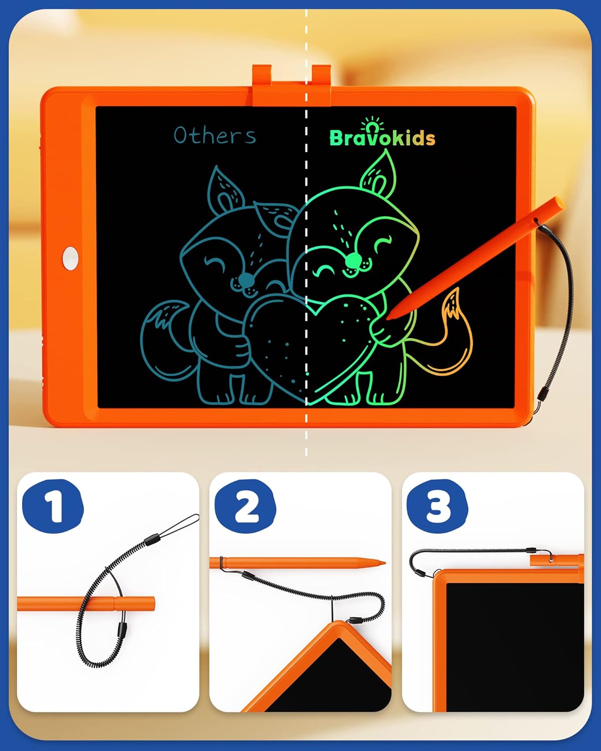 Bravokids 10 Inch LCD Writing Tablet for 3-8 Year Olds - Electronic Drawing Pad and Doodle Board as Educational Birthday Gifts for Girls and Boys (Pink)
