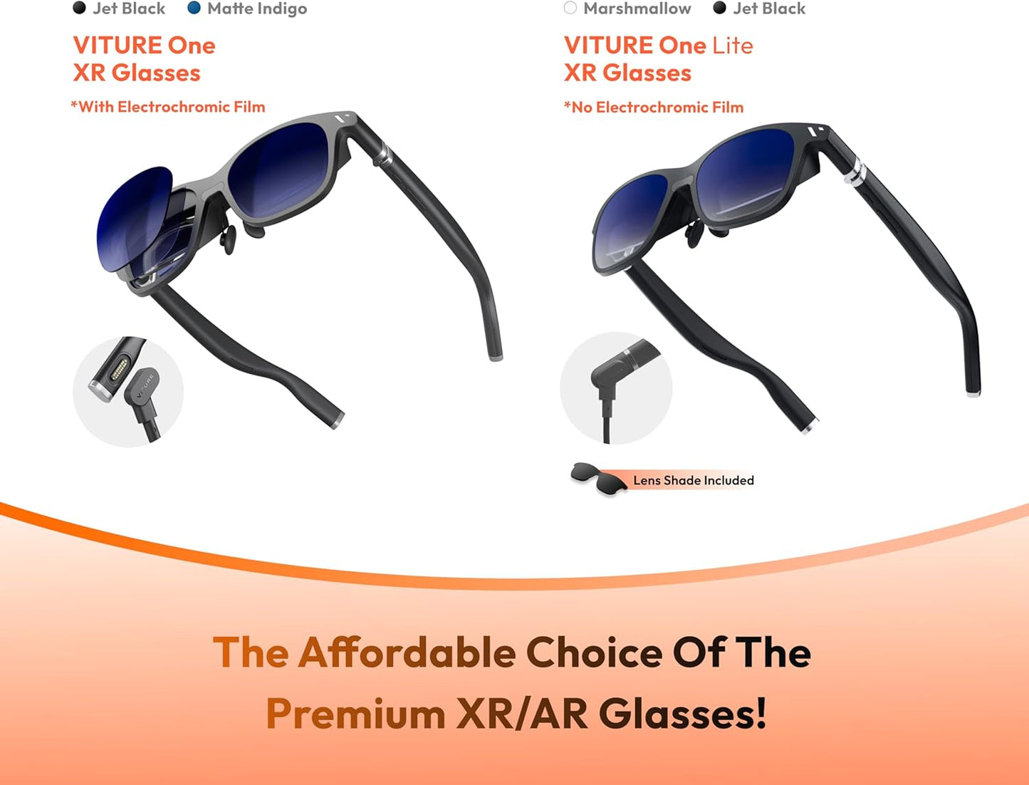 VITURE One Lite XR Glasses, 120&#34; Full HD, Harman Sound, AR Glasses fits iPhone 16/15 (Spatial Video Supported), Steam Deck/ROG Ally/Gaming Consoles/PC/Android, Myopia Adjustments