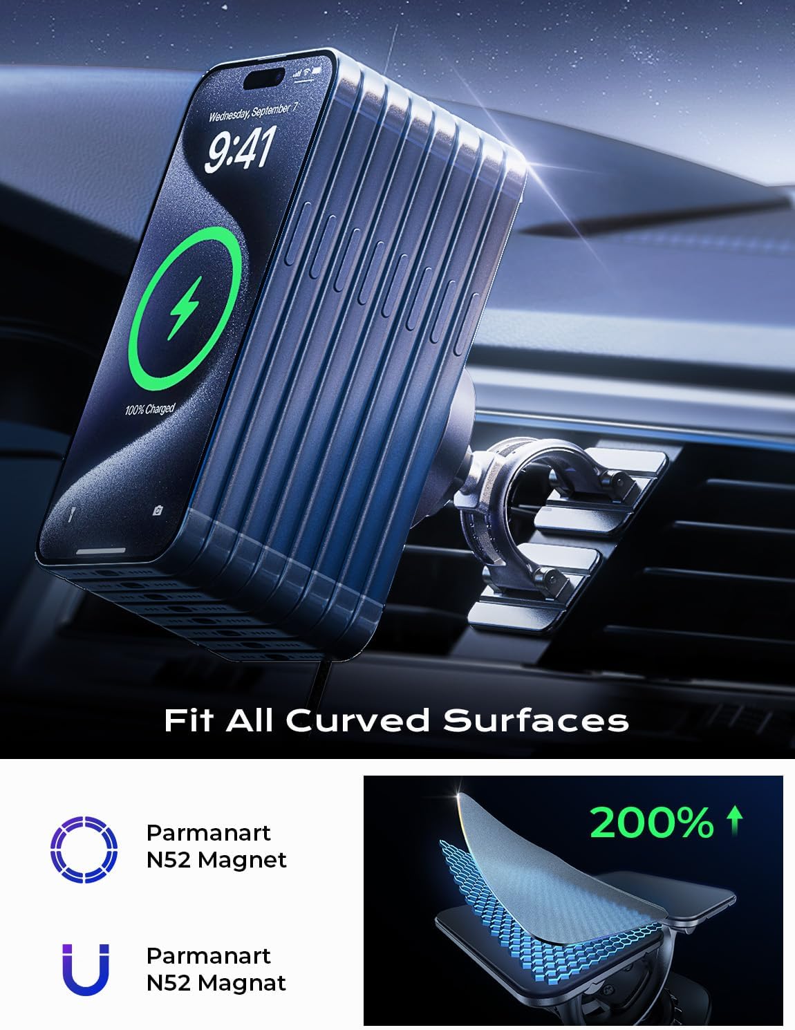 LISEN for Qi2 (2nd Generation) 15W Super Fast MagSafe Car Mount Charger,iPhone Magnetic Wireless Car Charger,MagSafe Charging Mount Wireless for All Car Fits iPhone 16 15 14 13 12 Series