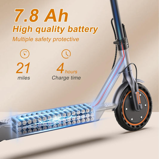 Electric Scooter Adults - Max 19Miles Range &amp; 19MPH Speed E-Scooter, Powerful 350W Scooter, Folding Scooters with 8.5&#34; Solid Tires, Kick Scooter, 2 Wheels and Height Handlebars (Orange)