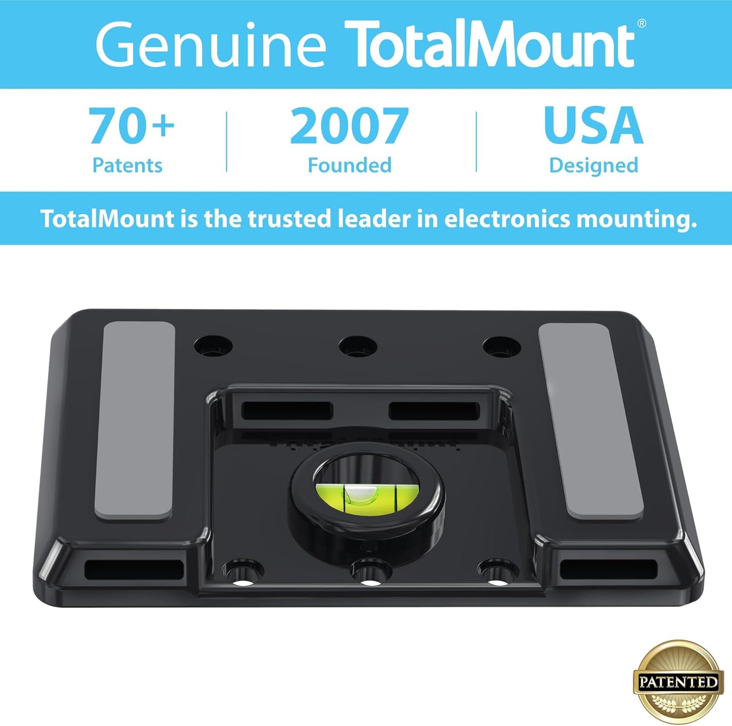 TotalMount Universal Mount for Electronics – Adjustable Strap Wall Mount for Your Router, Wireless System, Cable Modem, DVR, Xbox, PlayStation, and More (Black, Professional Shelf)