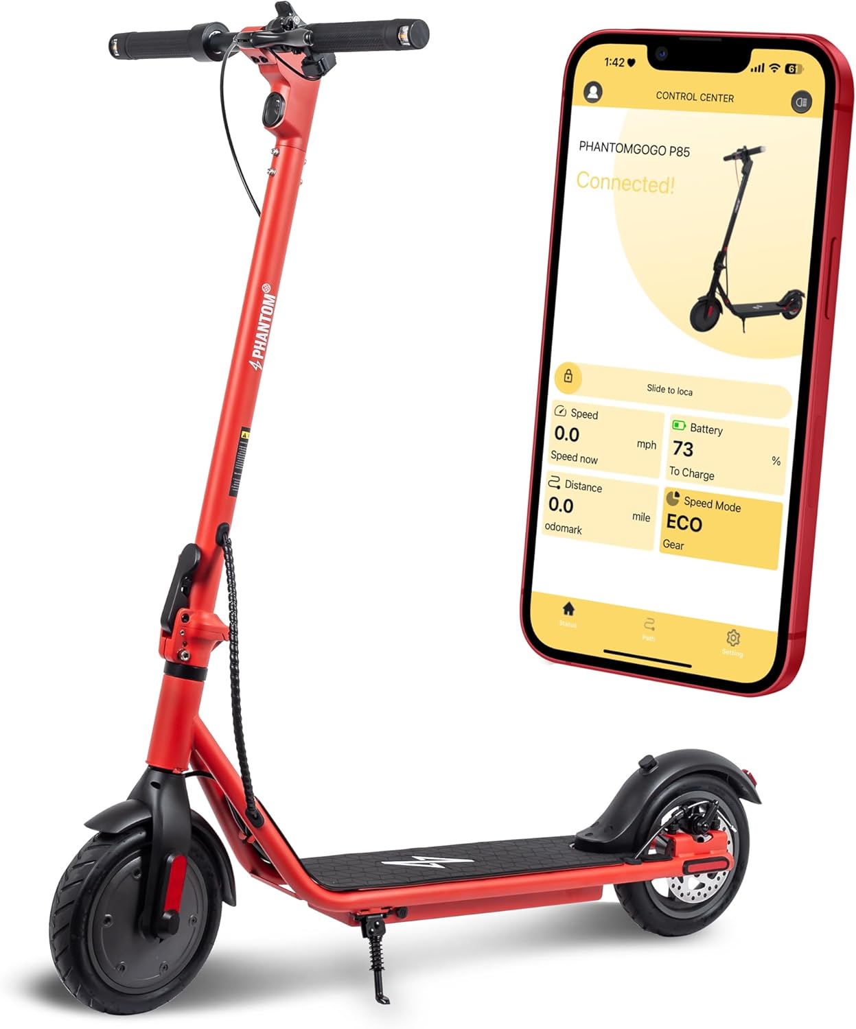 Phantomgogo Electric Scooter for Adults Scooter Foldable E-Scooter with Powerful Motor 15.5 Mph, Intelligent Light, Eco-Friendly, Perfect for Adult Commuters