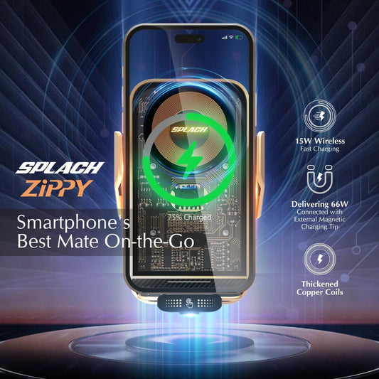 SPLACH Zippy Wireless Charging Phone Holder for Cycling, auto-Sensor Phone Holder, Compatible with iPhone Samsung Google and All 4.7&#39;&#39;-6.8&#39;&#39; Phones