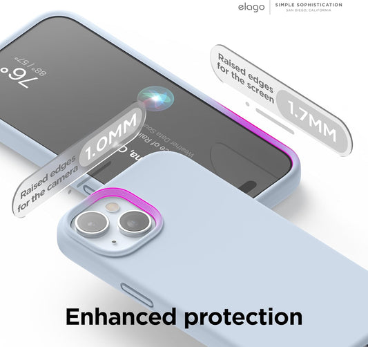 elago Compatible with iPhone 15 Case, Liquid Silicone Case, Full Body Protective Cover, Shockproof, Slim Phone Case, Anti-Scratch Soft Microfiber Lining, 6.1 inch (Light Blue)
