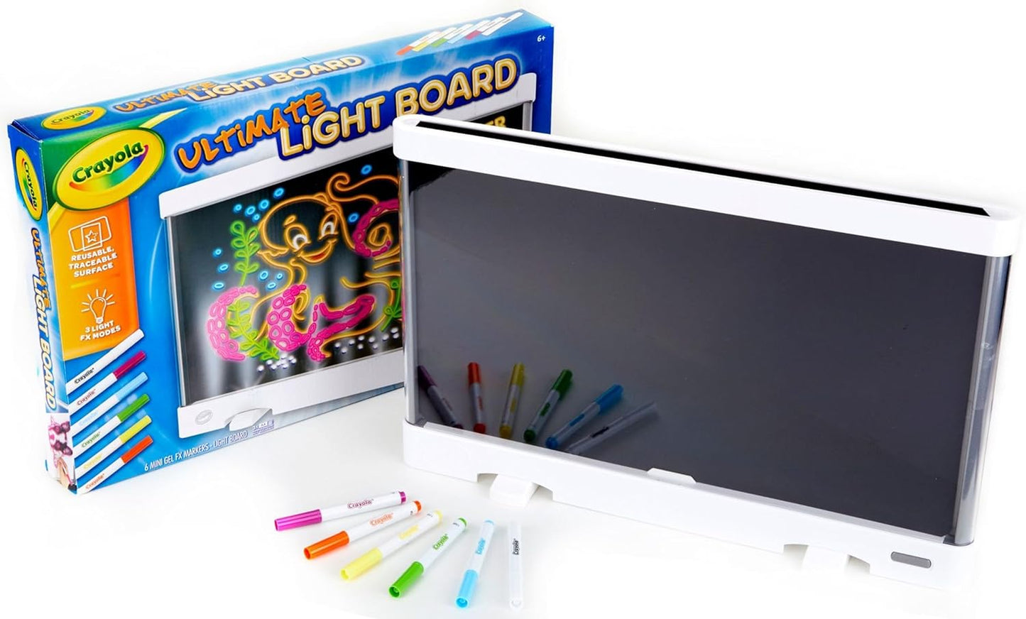 Crayola Ultimate Light Board - White, Kids Drawing Tablet, LED Drawing Board for Kids, Holiday Gift for Boys &amp; Girls, Toys for Kids, 6