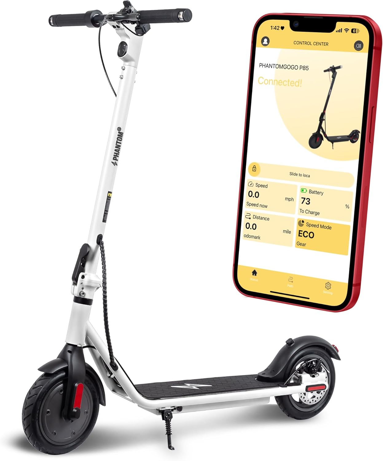 Phantomgogo Electric Scooter for Adults Scooter Foldable E-Scooter with Powerful Motor 15.5 Mph, Intelligent Light, Eco-Friendly, Perfect for Adult Commuters