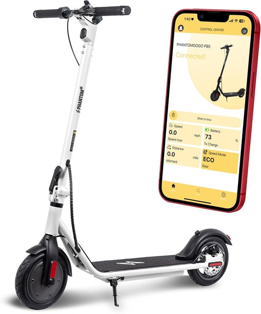Phantomgogo Electric Scooter for Adults Scooter Foldable E-Scooter with Powerful Motor 15.5 Mph, Intelligent Light, Eco-Friendly, Perfect for Adult Commuters